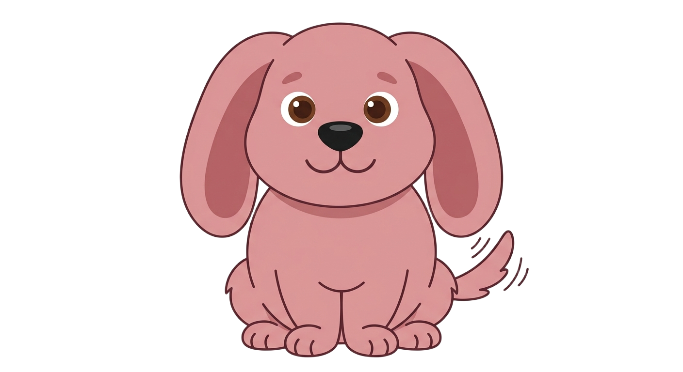 Clover, a dusty rose dog, smiling